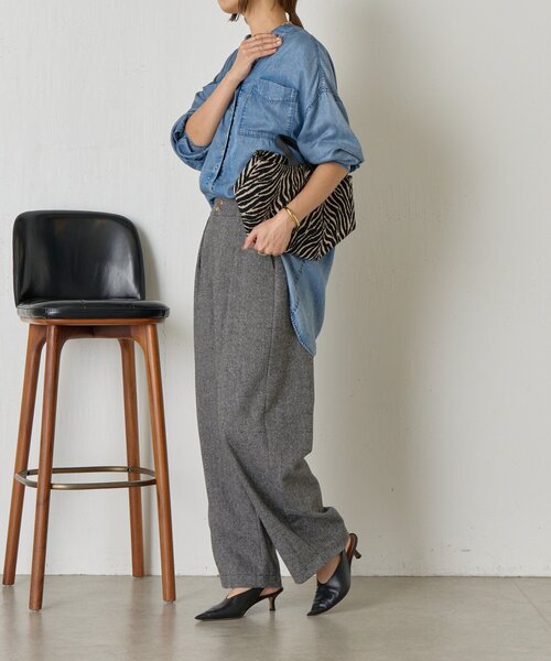 Jena espace merveilleux（ジェナ　エスパスメルヴェイユ）の「ネップツイードカーブパンツ（その他パンツ・レディース・ブラック/ブラウン/ネイビー・FREE）」の5枚目の写真
