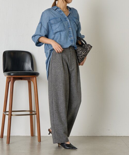 Jena espace merveilleux（ジェナ　エスパスメルヴェイユ）の「ネップツイードカーブパンツ（その他パンツ・レディース・ブラック/ブラウン/ネイビー・FREE）」の8枚目の写真