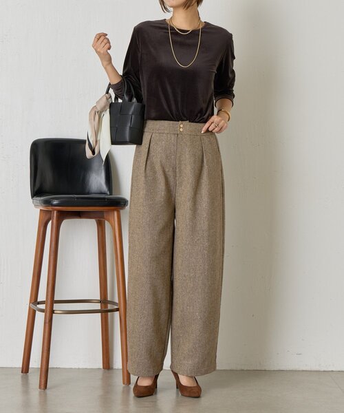 Jena espace merveilleux（ジェナ　エスパスメルヴェイユ）の「ネップツイードカーブパンツ（その他パンツ・レディース・ブラック/ブラウン/ネイビー・FREE）」の13枚目の写真