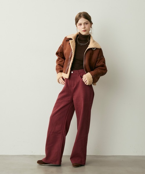 セール】クロップドムートンライクボアジャケット（ムートンコート