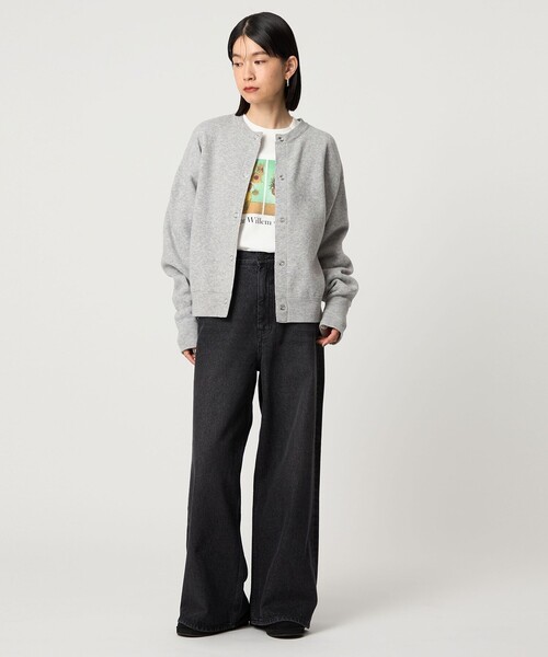 CITEN（シテン）の「＜CITEN＞スウェットライクニットカーディガン（カーディガン/ボレロ・レディース・ライトブルー/オレンジ/ダークグレー/レッド/ライトグレー・FREE）」の9枚目の写真