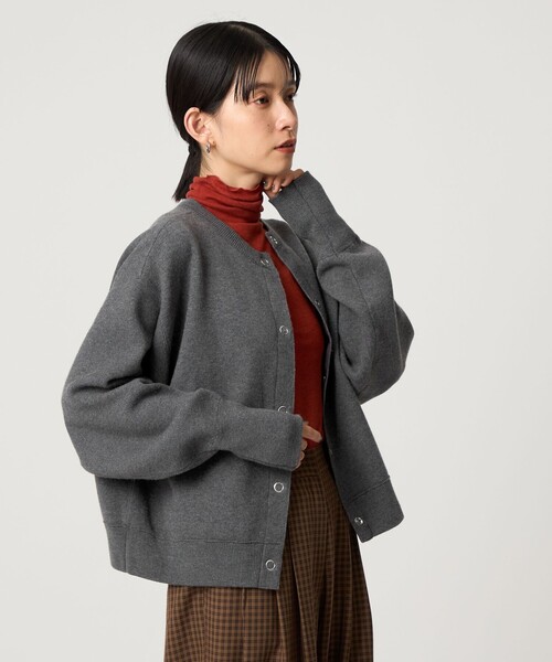 CITEN（シテン）の「＜CITEN＞スウェットライクニットカーディガン（カーディガン/ボレロ・レディース・ライトブルー/オレンジ/ダークグレー/レッド/ライトグレー・FREE）」の10枚目の写真