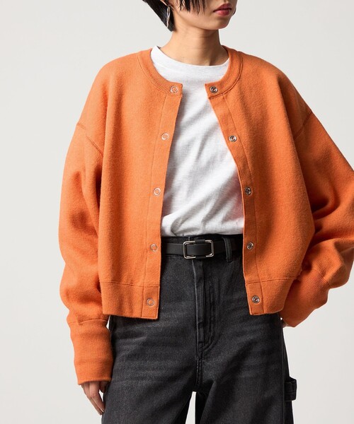 CITEN（シテン）の「＜CITEN＞スウェットライクニットカーディガン（カーディガン/ボレロ・レディース・ライトブルー/オレンジ/ダークグレー/レッド/ライトグレー・FREE）」の15枚目の写真