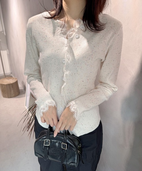 Miniministore(ミニミニストア)の「カラーネップヤーンニットカーディガン長袖(ニット/セーター・レディース・オフホワイト/イエロー/ライトブルー/ブラック/ピンク・FREE)」の1枚目の写真