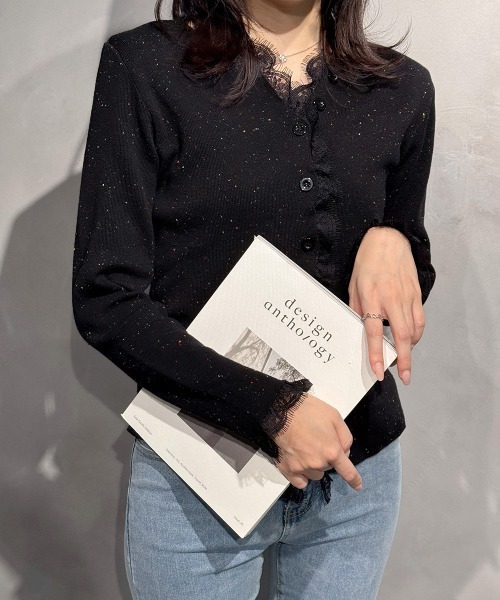 Miniministore(ミニミニストア)の「カラーネップヤーンニットカーディガン長袖(ニット/セーター・レディース・オフホワイト/イエロー/ライトブルー/ブラック/ピンク・FREE)」の6枚目の写真