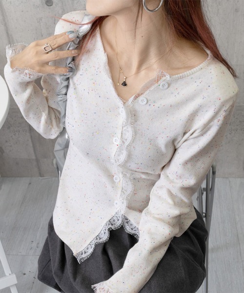Miniministore(ミニミニストア)の「カラーネップヤーンニットカーディガン長袖(ニット/セーター・レディース・オフホワイト/イエロー/ライトブルー/ブラック/ピンク・FREE)」の16枚目の写真