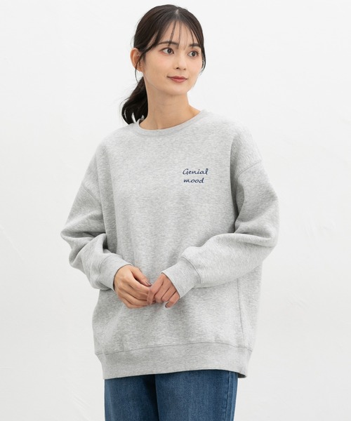 Honeys（ハニーズ）の「【ハニぽか】裏起毛ゆるロゴ刺繍スウェット（スウェット・レディース・スミクロ/オートミール/イエロー/杢グレー/ブルー・S/M/LL/L）」の3枚目の写真