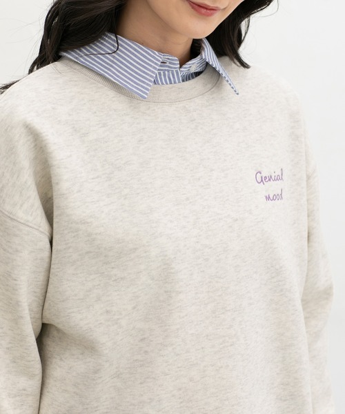 Honeys（ハニーズ）の「【ハニぽか】裏起毛ゆるロゴ刺繍スウェット（スウェット・レディース・スミクロ/オートミール/イエロー/杢グレー/ブルー・S/M/LL/L）」の21枚目の写真