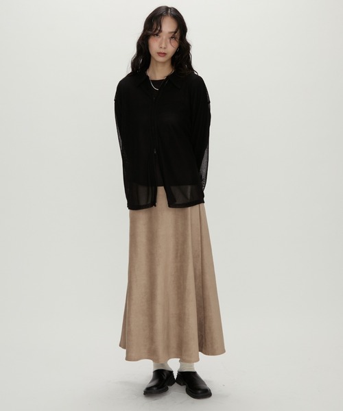 NUJOH(ヌゾ)の「Suede Flare Long Skirt / スエードフレアロングスカート(スカート・レディース・ブラック/ブラウン/ベージュ・MEDIUM/LARGE)」の14枚目の写真