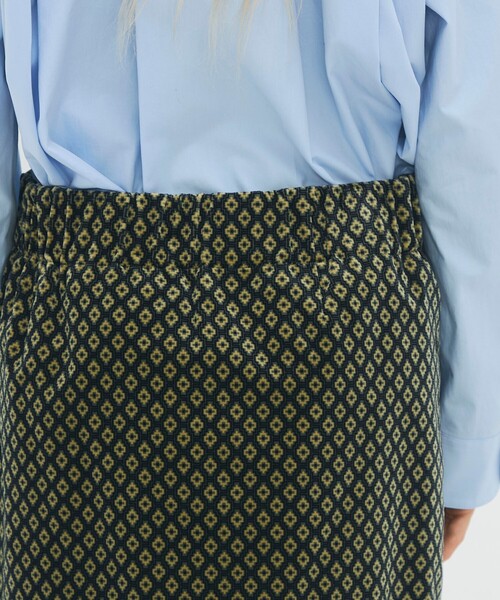 コットンベルベット ジオメトリックプリントミニスカート（スカート