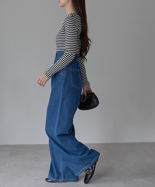 PREFERIR(プレフェリール)の「ハイウエスト デニム タックワイドパンツ (S,M,L,XL)(デニムパンツ・レディース・ネイビー/ダークネイビー・MEDIUM/LARGE/X-LARGE/SMALL)」の20枚目の写真