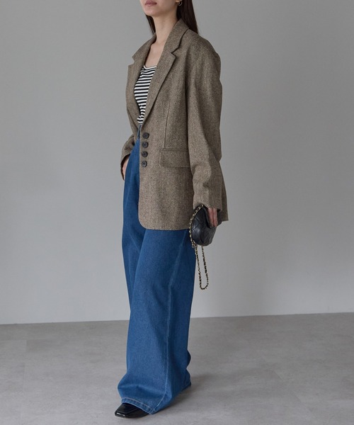 PREFERIR(プレフェリール)の「ハイウエスト デニム タックワイドパンツ (S,M,L,XL)(デニムパンツ・レディース・ネイビー/ダークネイビー・MEDIUM/LARGE/X-LARGE/SMALL)」の17枚目の写真