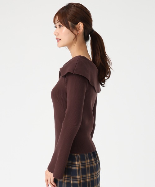 MISCH MASCH（ミッシュマッシュ）の「2025秋冬新作 アシメリボン2wayフレア袖ニット（ニット/セーター・レディース・ブラック/ブラウン/パープル/ホワイト・ﾌﾘ-）」の16枚目の写真