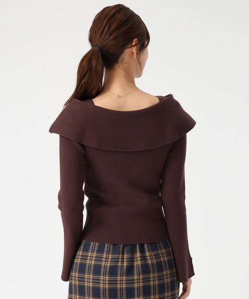 MISCH MASCH（ミッシュマッシュ）の「2025秋冬新作 アシメリボン2wayフレア袖ニット（ニット/セーター・レディース・ブラック/ブラウン/パープル/ホワイト・ﾌﾘ-）」の17枚目の写真