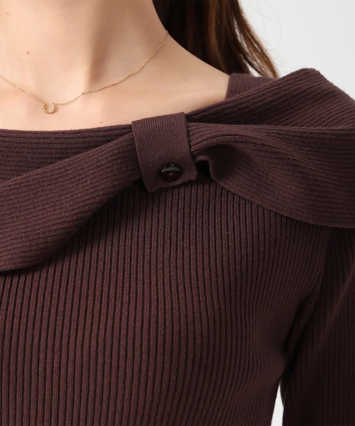 MISCH MASCH（ミッシュマッシュ）の「2025秋冬新作 アシメリボン2wayフレア袖ニット（ニット/セーター・レディース・ブラック/ブラウン/パープル/ホワイト・ﾌﾘ-）」の18枚目の写真