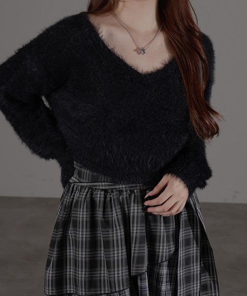 apres jour mignon(アプレジュールミニョン)の「デザインニット(ニット/セーター・レディース・ボルドー/ブラック/チャコールグレー/ブルー/オフホワイト・LARGE/フリー)」の18枚目の写真