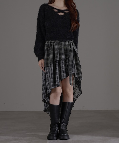 apres jour mignon(アプレジュールミニョン)の「デザインニット(ニット/セーター・レディース・ボルドー/ブラック/チャコールグレー/ブルー/オフホワイト・LARGE/フリー)」の6枚目の写真