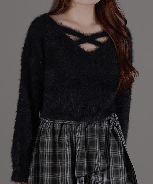 apres jour mignon(アプレジュールミニョン)の「デザインニット(ニット/セーター・レディース・ボルドー/ブラック/チャコールグレー/ブルー/オフホワイト・LARGE/フリー)」の8枚目の写真