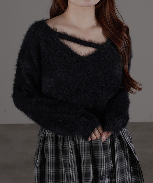 apres jour mignon(アプレジュールミニョン)の「デザインニット(ニット/セーター・レディース・ボルドー/ブラック/チャコールグレー/ブルー/オフホワイト・LARGE/フリー)」の12枚目の写真