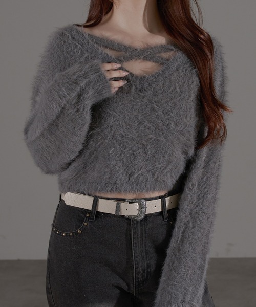 apres jour mignon(アプレジュールミニョン)の「デザインニット(ニット/セーター・レディース・ボルドー/ブラック/チャコールグレー/ブルー/オフホワイト・LARGE/フリー)」の19枚目の写真