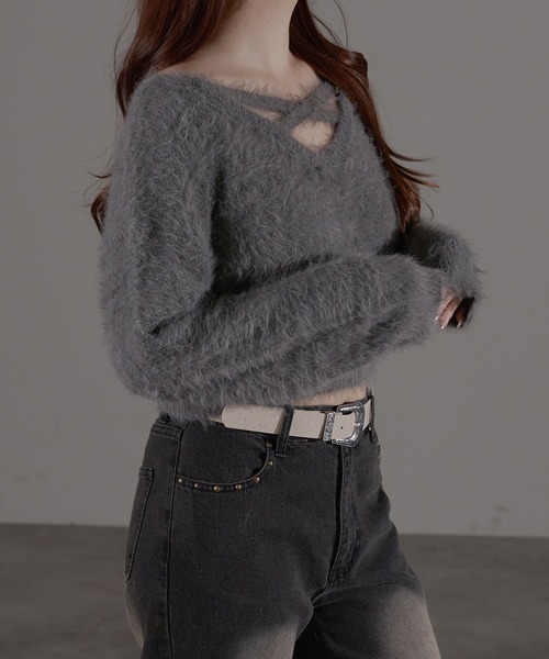 apres jour mignon(アプレジュールミニョン)の「デザインニット(ニット/セーター・レディース・ボルドー/ブラック/チャコールグレー/ブルー/オフホワイト・LARGE/フリー)」の20枚目の写真