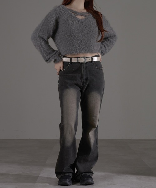 apres jour mignon(アプレジュールミニョン)の「デザインニット(ニット/セーター・レディース・ボルドー/ブラック/チャコールグレー/ブルー/オフホワイト・LARGE/フリー)」の21枚目の写真