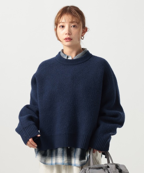 BAYFLOW（ベイフロー）の「コンフォートブークレニットプルオーバー（ニット/セーター・レディース・チャコール/ネイビー/ブラウン/ピンク/レッド/オフホワイト/グレー/グレイッシュベージュ/ライトブルー/イエロー/ホワイト系その他/グリーン・FREE）」の9枚目の写真