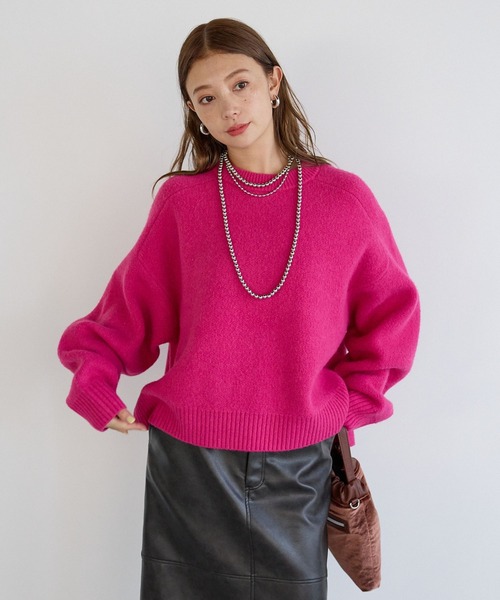 BAYFLOW（ベイフロー）の「コンフォートブークレニットプルオーバー（ニット/セーター・レディース・チャコール/ネイビー/ブラウン/ピンク/レッド/オフホワイト/グレー/グレイッシュベージュ/ライトブルー/イエロー/ホワイト系その他/グリーン・FREE）」の11枚目の写真