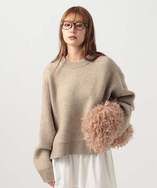 BAYFLOW（ベイフロー）の「コンフォートブークレニットプルオーバー（ニット/セーター・レディース・チャコール/ネイビー/ブラウン/ピンク/レッド/オフホワイト/グレー/グレイッシュベージュ/ライトブルー/イエロー/ホワイト系その他/グリーン・FREE）」の6枚目の写真