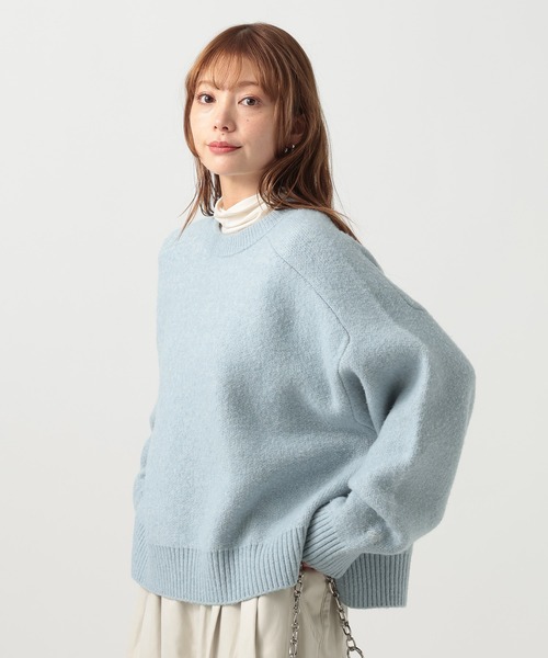 BAYFLOW（ベイフロー）の「コンフォートブークレニットプルオーバー（ニット/セーター・レディース・チャコール/ネイビー/ブラウン/ピンク/レッド/オフホワイト/グレー/グレイッシュベージュ/ライトブルー/イエロー/ホワイト系その他/グリーン・FREE）」の8枚目の写真