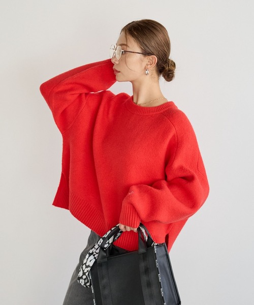 BAYFLOW 赤 コンフォートブークレニットプルオーバー（ニット/セーター）｜BAYFLOW