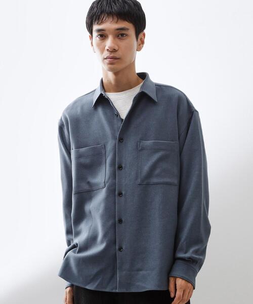 THE SHOP TK （ザ ショップ ティーケー ）の「【大人のきれいめカジュアルに】ウールライク長袖シャツ 洗濯機OK（シャツ/ブラウス・メンズ・ナチュラル/ブルーグリーン/ダークグレー・02/03/04）」の3枚目の写真