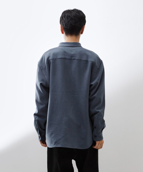 THE SHOP TK （ザ ショップ ティーケー ）の「【大人のきれいめカジュアルに】ウールライク長袖シャツ 洗濯機OK（シャツ/ブラウス・メンズ・ナチュラル/ブルーグリーン/ダークグレー・02/03/04）」の4枚目の写真
