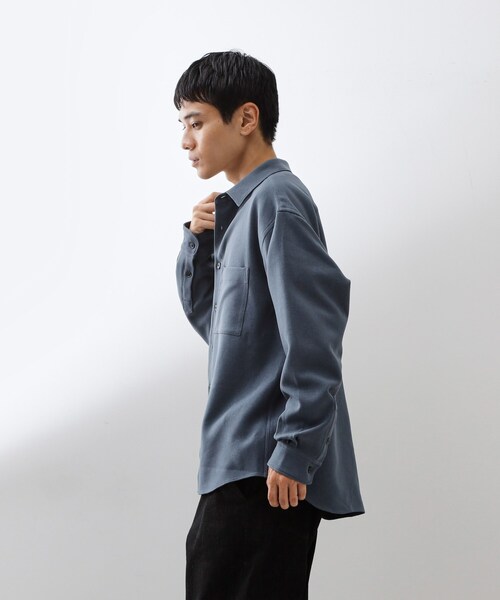 THE SHOP TK （ザ ショップ ティーケー ）の「【大人のきれいめカジュアルに】ウールライク長袖シャツ 洗濯機OK（シャツ/ブラウス・メンズ・ナチュラル/ブルーグリーン/ダークグレー・02/03/04）」の5枚目の写真