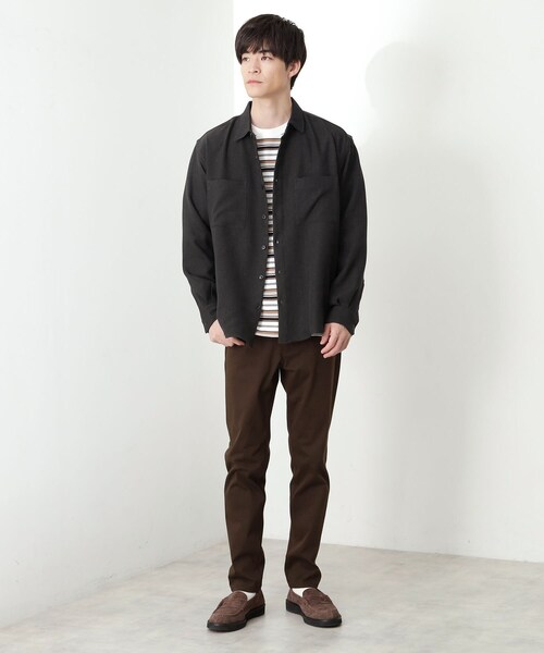 THE SHOP TK （ザ ショップ ティーケー ）の「【大人のきれいめカジュアルに】ウールライク長袖シャツ 洗濯機OK（シャツ/ブラウス・メンズ・ナチュラル/ブルーグリーン/ダークグレー・02/03/04）」の15枚目の写真