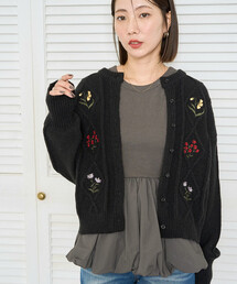 カーディガン/ボレロ（ブラック/黒色系・刺繍）ファッション通販
