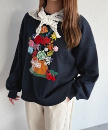 スウェット（ブルー・ネイビー/青色系・花柄・ボタニカル柄