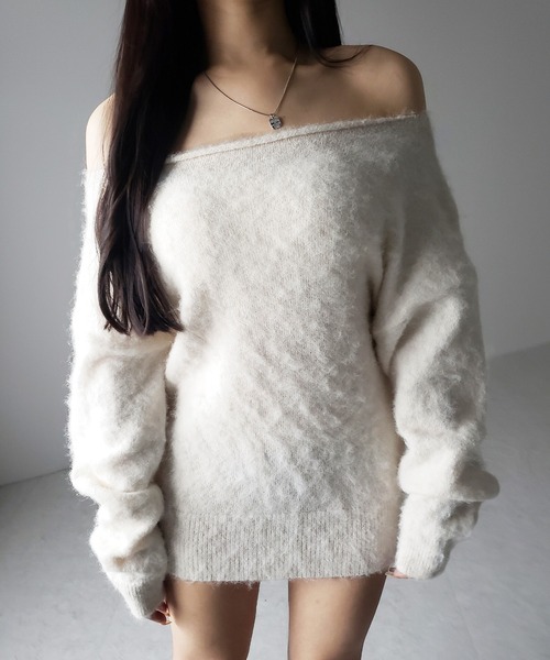 me+em select(ミームセレクト)の「※※【 4color 】オフショルダーレディニットミニワンピース / off shoulder lady knit mini onepiece(ワンピース・レディース・レッド/チャコール/アイボリー/グレー・FREE)」の14枚目の写真