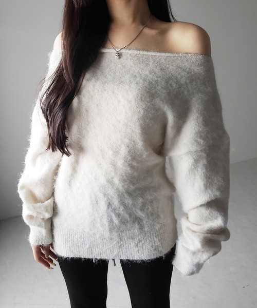 me+em select(ミームセレクト)の「※※【 4color 】オフショルダーレディニットミニワンピース / off shoulder lady knit mini onepiece(ワンピース・レディース・レッド/チャコール/アイボリー/グレー・FREE)」の21枚目の写真