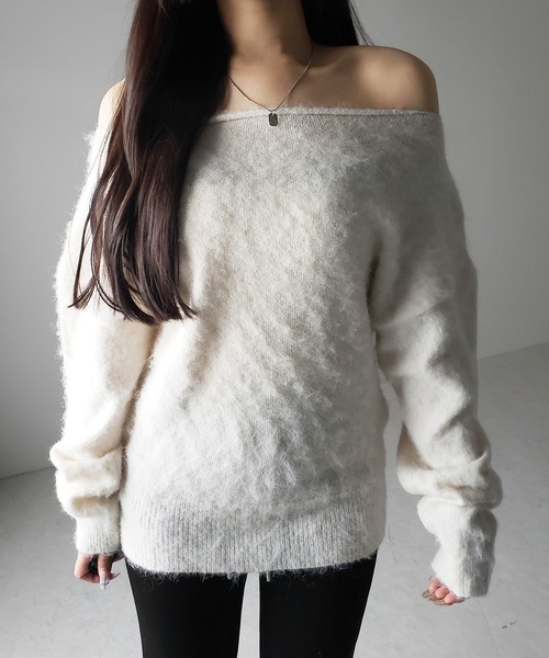 me+em select(ミームセレクト)の「※※【 4color 】オフショルダーレディニットミニワンピース / off shoulder lady knit mini onepiece(ワンピース・レディース・レッド/チャコール/アイボリー/グレー・FREE)」の22枚目の写真