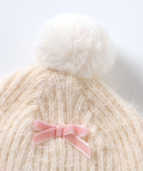 apres les cours(アプレレクール)の「リボンベビーニット帽(ニットキャップ/ビーニー・キッズ・アイボリー・48)」の4枚目の写真