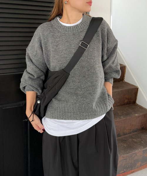 PICHI（ピイチ）の「PICHIオリジナルニット（ニット/セーター・レディース・チャコール/イエロー/ブラック・FREE）」の2枚目の写真