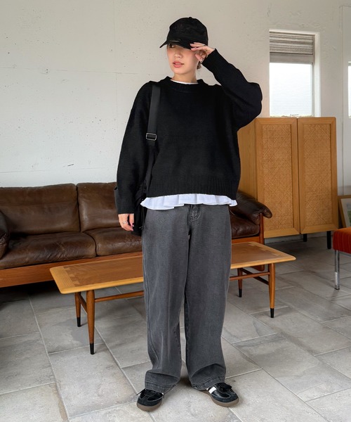 PICHI（ピイチ）の「PICHIオリジナルニット（ニット/セーター・レディース・チャコール/イエロー/ブラック・FREE）」の21枚目の写真