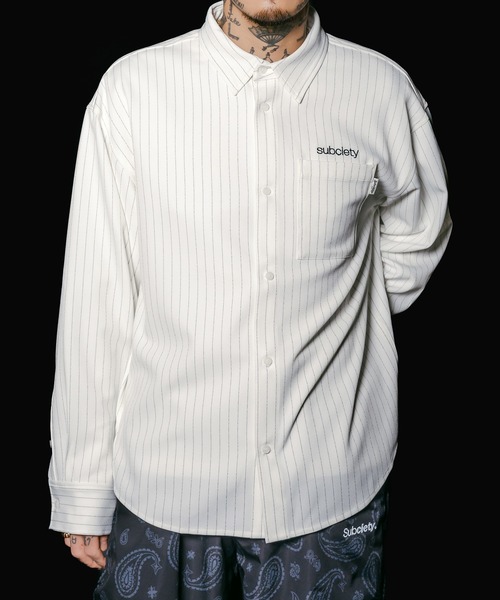 Subciety（サブサエティ）の「Stripe shirt（シャツ/ブラウス・メンズ・オリーブ/ブラック/ホワイト/ブルーグレー・SMALL/X-LARGE/LARGE/MEDIUM）」の2枚目の写真