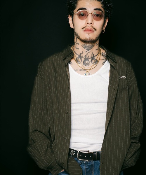 Subciety（サブサエティ）の「Stripe shirt（シャツ/ブラウス・メンズ・オリーブ/ブラック/ホワイト/ブルーグレー・SMALL/X-LARGE/LARGE/MEDIUM）」の4枚目の写真