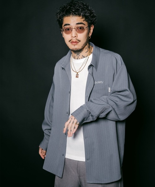 Subciety（サブサエティ）の「Stripe shirt（シャツ/ブラウス・メンズ・オリーブ/ブラック/ホワイト/ブルーグレー・SMALL/X-LARGE/LARGE/MEDIUM）」の3枚目の写真