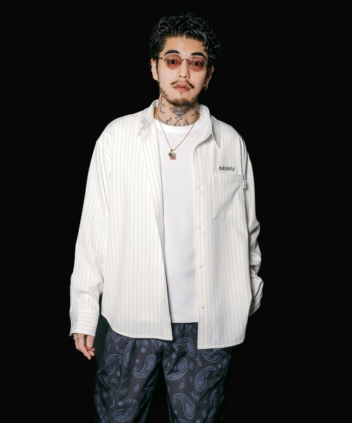 Subciety（サブサエティ）の「Stripe shirt（シャツ/ブラウス・メンズ・オリーブ/ブラック/ホワイト/ブルーグレー・SMALL/X-LARGE/LARGE/MEDIUM）」の9枚目の写真