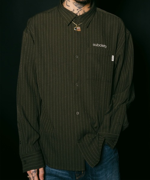 Subciety（サブサエティ）の「Stripe shirt（シャツ/ブラウス・メンズ・オリーブ/ブラック/ホワイト/ブルーグレー・SMALL/X-LARGE/LARGE/MEDIUM）」の15枚目の写真