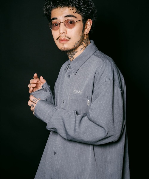 Subciety（サブサエティ）の「Stripe shirt（シャツ/ブラウス・メンズ・オリーブ/ブラック/ホワイト/ブルーグレー・SMALL/X-LARGE/LARGE/MEDIUM）」の17枚目の写真