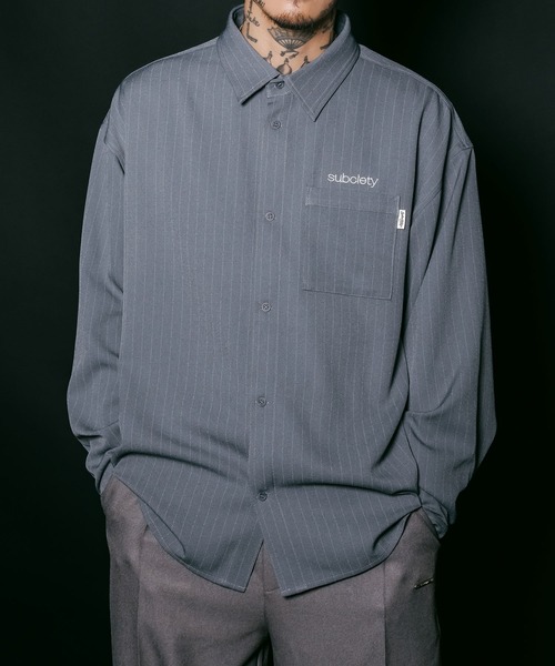 Subciety（サブサエティ）の「Stripe shirt（シャツ/ブラウス・メンズ・オリーブ/ブラック/ホワイト/ブルーグレー・SMALL/X-LARGE/LARGE/MEDIUM）」の18枚目の写真